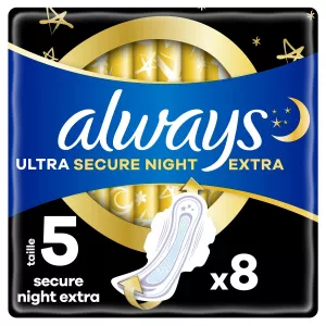 Serviettes Hygiéniques avec Ailettes Nuit Taille 5 Ultra Secure Night Extra - ALWAYS