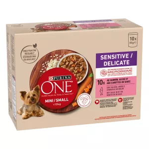 Mini Adult Dog Pâté With Salmon and Carrot With Rice 10x45g - Purina