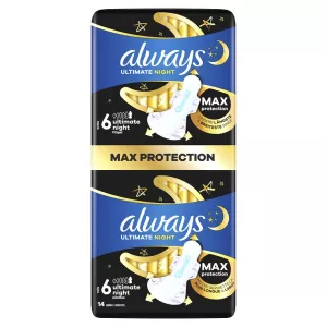Serviettes Hygiéniques avec Ailettes Nuit Taille 6 Ultimate Night - ALWAYS