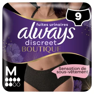Culottes Fuites Urinaires Taille M Noir Discreet Boutique x9 -  ALWAYS