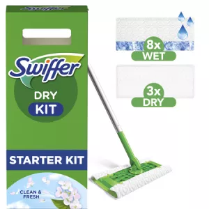 KIT-DOUMBLE LOCK 1 chổi, 8 khăn lau khô và 3 khăn lau được tẩm cho sàn nhà - SWIFFER