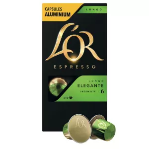 Coffee Lungo Elegante X10 Aluminum Capsules 52g - L'OR