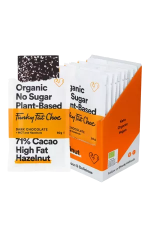 Barras de chocolate orgánico sabor avellana, x10 - FUNKY FAT CHOC