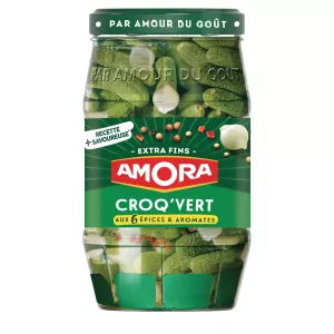 Cornichons Croq' Vert Aux 6 Epices Aromates 210g - AMORA