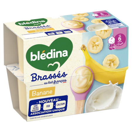 6 महीने से केले का स्वाद मिश्रित मिठाई 4x95 ग्राम - BLÉDINA