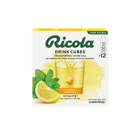 Préparation pour boisson cube effervescent au goût de citron et menthe 12x50cl - RICOLA