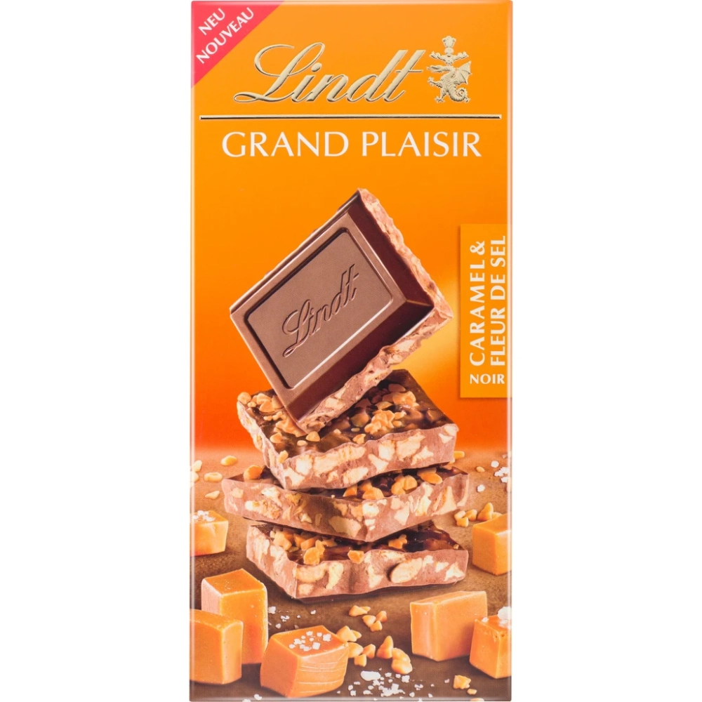 Grand Plaisir Noir Caramel Fleur De Sel Tablette 150 G - LINDT