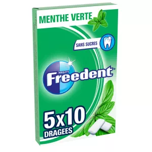 Chicle De Menta Verde Sin Azúcar; 5x10 peladillas - FREEDENT