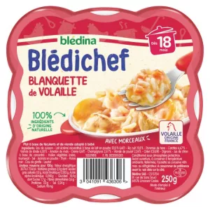 18 个月婴儿菜肴 Blédichef 家禽烤肉饼 250 克托盘 - BLÉDINA