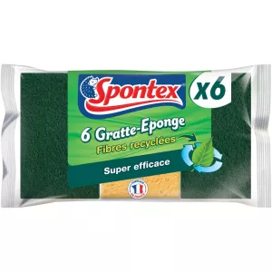 Gratte-éponge fibres recyclées x6 - SPONTEX