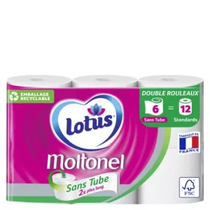 Papel higiênico Moltonel sem tubo x6 - LOTUS