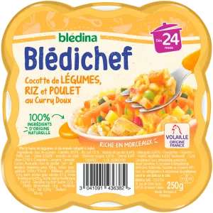 Babygericht ab 24 Monaten Gemüse Reis Huhn Curry 250g - BLÉDINA